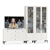 Стенки для гостиной, Широкий сервант и комод под ТВ-аппаратуру Валенсия № 114