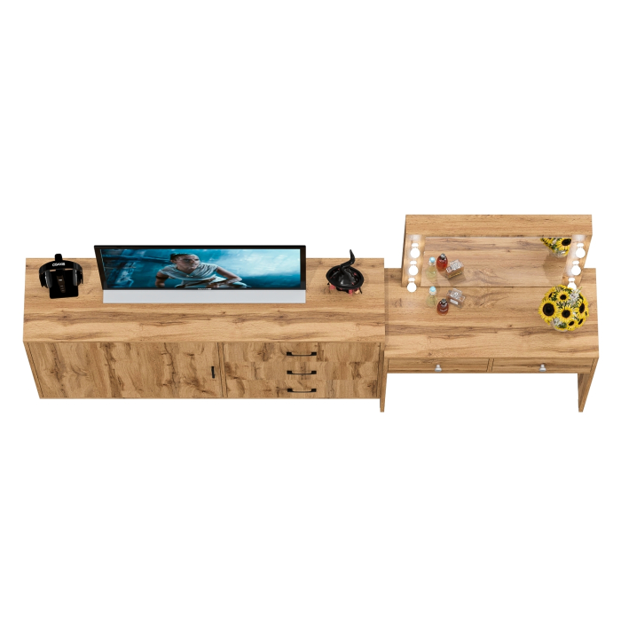 Туалетные столики, Косметический столик с лампочками СТ-5 и комод-тумба 122-1504