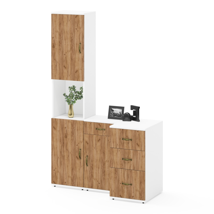 Стеллажи, Пенал с нишей Лидер-8 с тумбами Лидер-8 МД 3.15 и 3.16.