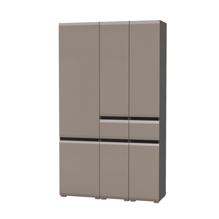 Шкафы распашные, Стенка из шкафов Сидней из двух шкафов с ящиком и одного шкафа-витрины