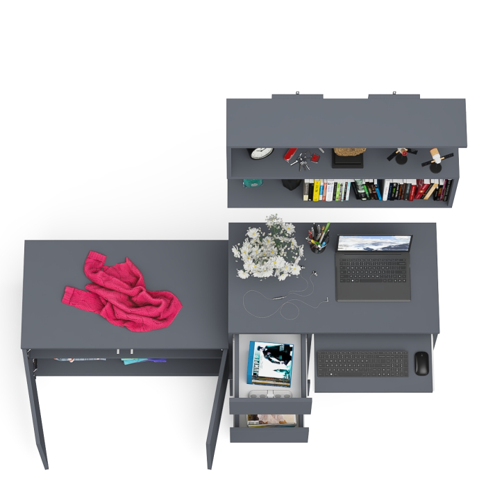 Прямые компьютерные столы, Тумба с дверками МА900 с компьютерным столом МС-6 левым и полкой 900