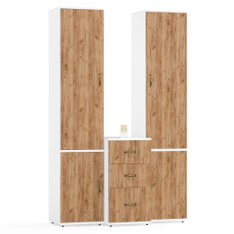 Два бельевых узких шкафа Лидер-8 22Б и тумба на три выдвижных ящика 3.16