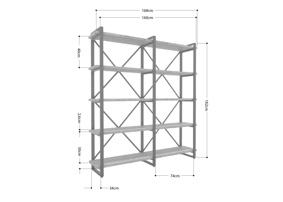 Стеллажи, Стеллаж Айсберг Лофт 160х182-3 белый
