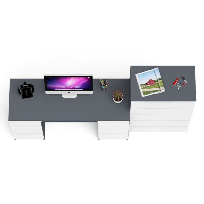 Домашние кабинеты, Комод высокий Мори МК700 5-ть ящиков с двухтумбовым компьютерным столом МС-2