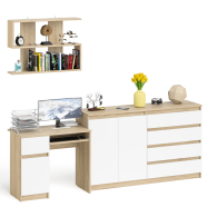 Прямые компьютерные столы, Стол компьютерный дверка и выдвижной ящик слева с комодом МК1600.1 и полкой Мори 900