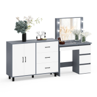 С зеркалом, Комод-тумба 123-1204 и столик косметический с подсветкой и зеркалом Сура