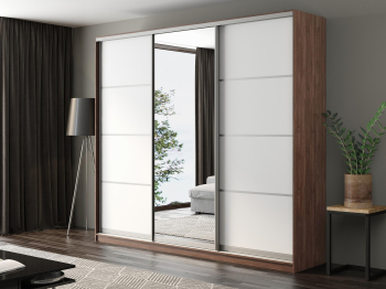 Шкаф-купе Айсберг 260 ШАМОНИ ТЕМНЫЙ (белый/зеркало)