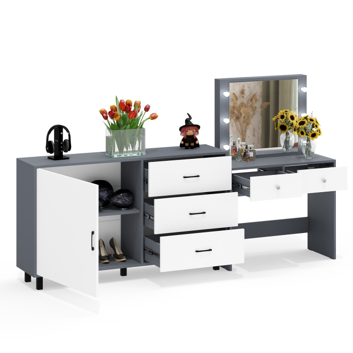 Туалетные столики, Косметический столик с лампочками СТ-5 и комод-тумба 122-1504