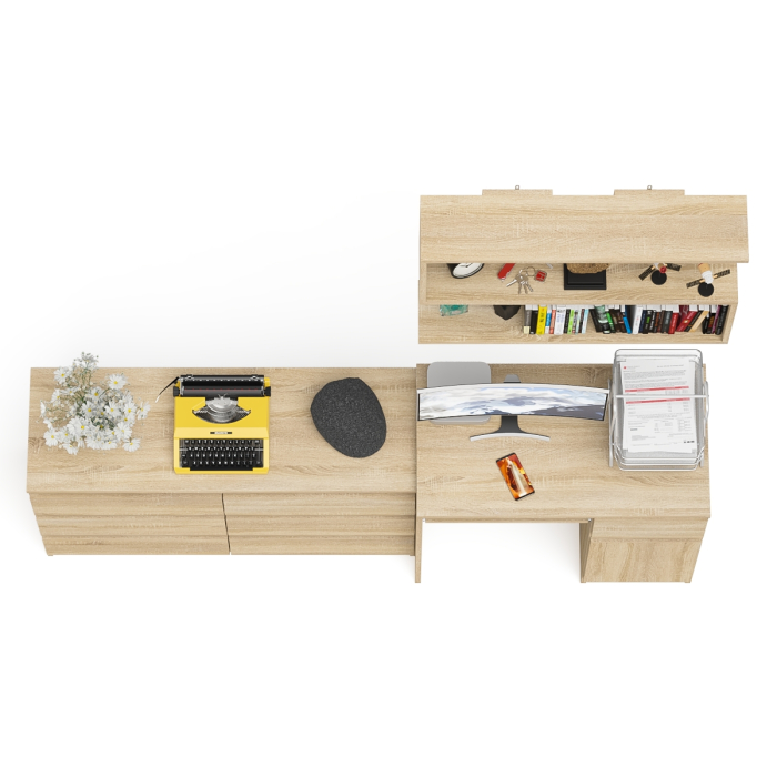 Домашние кабинеты, Широкий комод Мори МК1200.6 с письменным однотумбовым столом МС-1 правый и полкой на 900