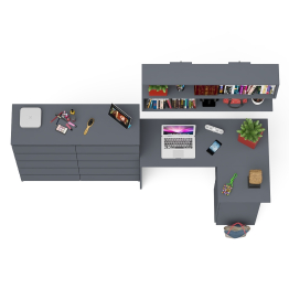 Набор мебели из углового компьютерного стола Мори МС-16 правого с книжной полкой и комода МК1200.10