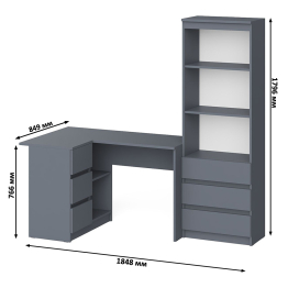 Стеллаж-комод Мори МСТ600 3 ящика и стол угловой компьютерный МС-16 левый