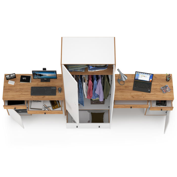 Офисная мебель, Два письменных стола и шкаф Вуди