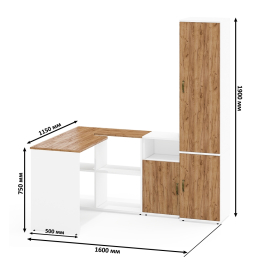 Стол компьютерный с пеналом с пятью полками и тумба с нишей Лидер-8