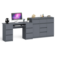 Компьютерные столы, Двухтумбовый стол компьютерный МС-2 с ящиками и тумба-комод МК1200.4 Мори