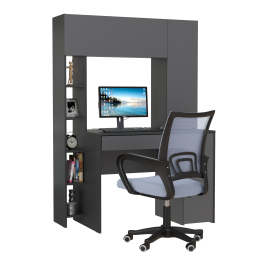 Компьютерный стол Комфорт 12.71 и офисное кресло 103 серого цвета