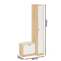 Пенал П-6-500 с обувницей с мягким сиденьем фрезеровка прованс