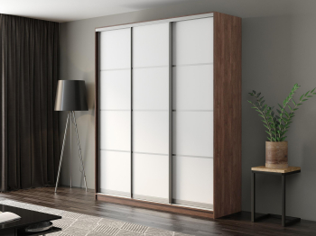 Шкаф-купе Айсберг 210 ШАМОНИ ТЕМНЫЙ (белый/глухой)