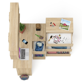 Комод Мори МК700.5 со столом компьютерным угловым МС-16 правым и открытой полкой 1200