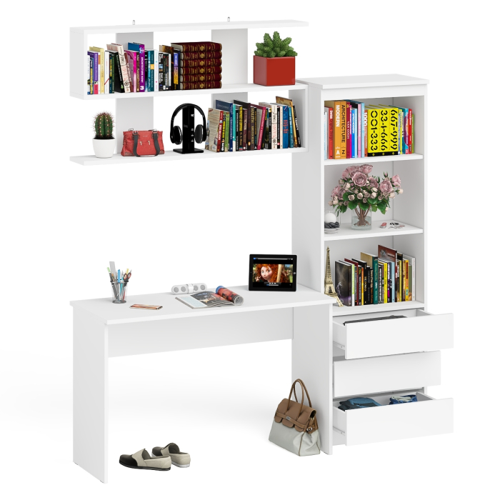 Прямые компьютерные столы, Стеллаж-комод Мори с письменным столом на 1200 и навесной полкой на 1200