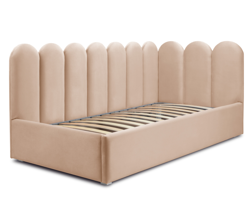 Мягкая кровать, Кровать с мягким изголовьем Мия 90 с подъемным механизмом, микровелюр