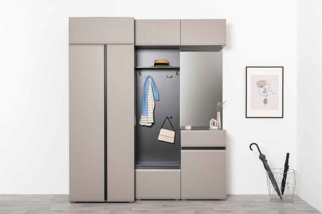 Тумбы, Тумба для обуви Сидней 16.129, антрацит, веллюто капучино