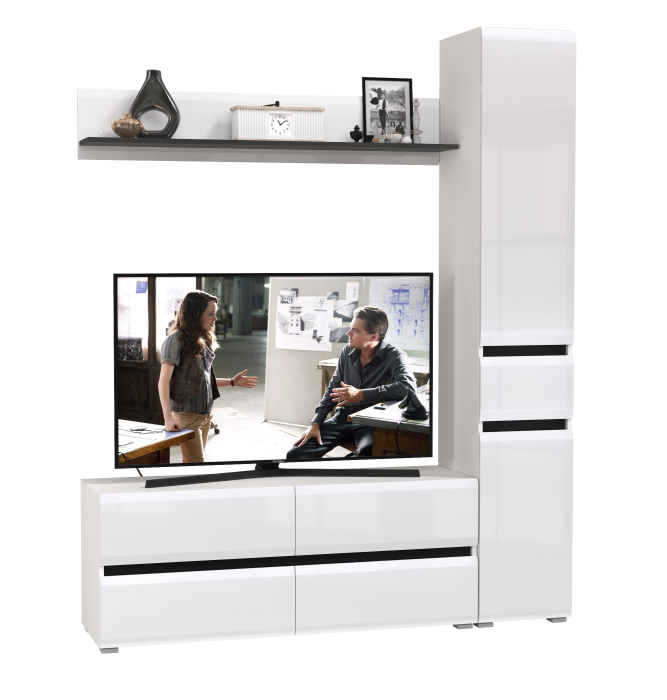 Стенки для гостиной, Тумба для ТВ с пеналом с ящиком и открытой полочкой Сидней