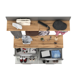 Две тумбы для обуви с ящиком и вешалкой с полкой Октава.