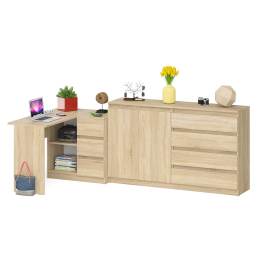 Стол угловой компьютерный МС-16 правый с комодом-тумбой МК-1600 Мори