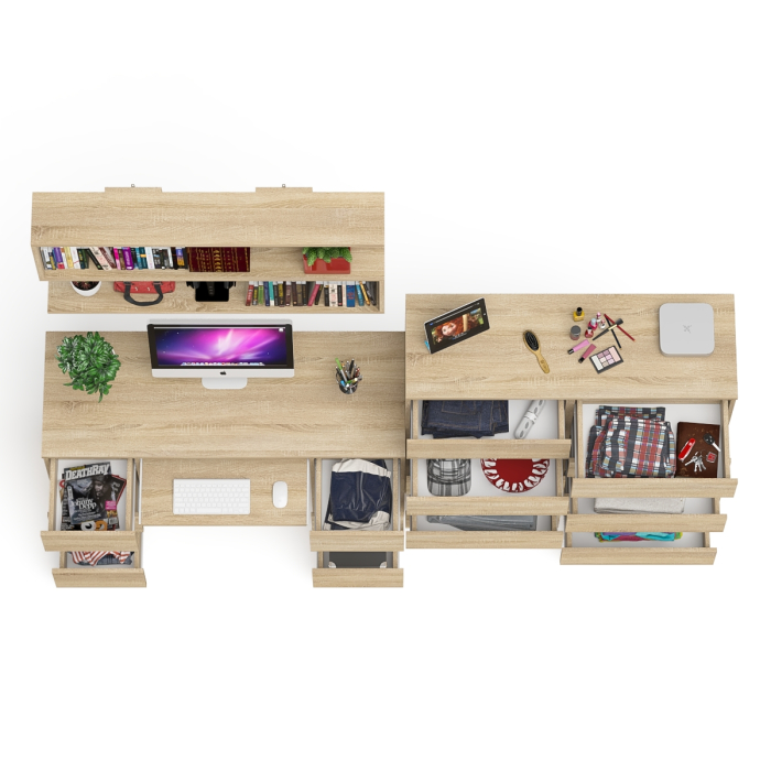 Домашние кабинеты, Комод Мори МК1200.10 со столом компьютерно-письменным и полкой сверху