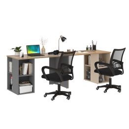 Два письменных стола Лайт 12.163 и два чёрных компьютерных кресла