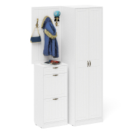 Прихожие, Вешалка с крючками с обувницей с ящиком и шкаф П-6 № 18 МДФ фрезеровка прованс