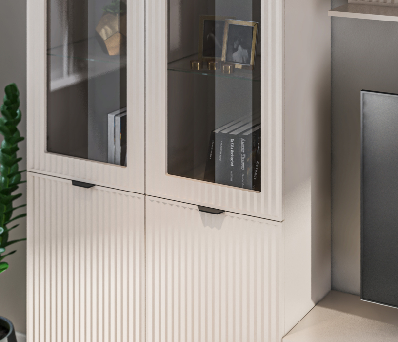 Стенки для гостиной, Набор для гостиной с двумя витринами Турин Кашемир серый/МДФ Кашемир