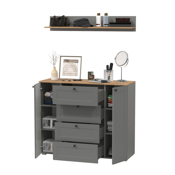 Прихожие, Остин комод четыре ящика и две дверки и полка навесная