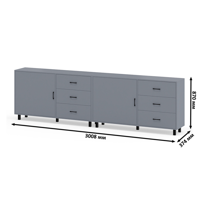 Комоды, Тумба-комод с двумя дверками и шестью ящиками 122-1504