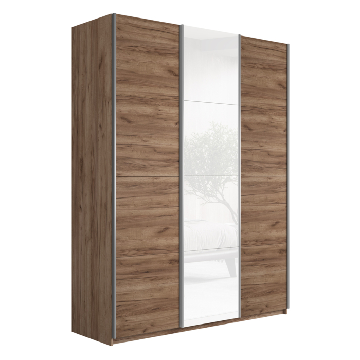 Шкафы-купе 3-х дверные, Шкаф-купе Прайм 3-х дверный ДСП/Стекло белое/Доводчики 180х57х230