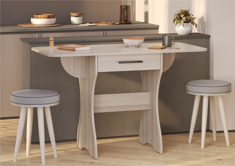 Обеденные столы, Стол обеденный раскладной с ящиком 6-02.120