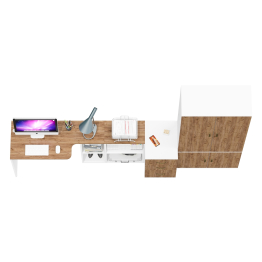 Тумбочка для бумаг три ящика Лидер-8 и стол с бельевым шкафом 20Б