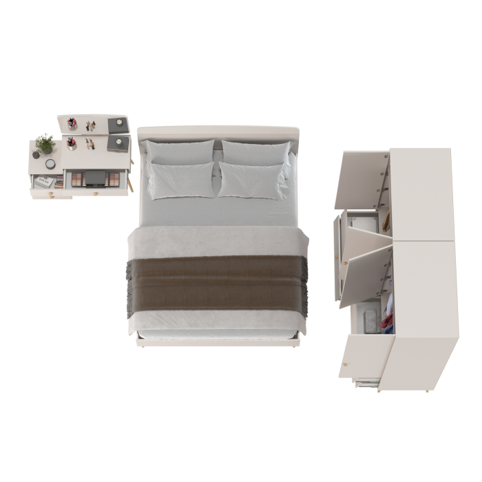 Спальные гарнитуры, Два двухдверных шкафа Афина с туалетным столиком и кроватью 1600