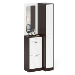 Пенал для прихожей П-6-500 и высокая обувница с зеркалом фрезеровка ромб