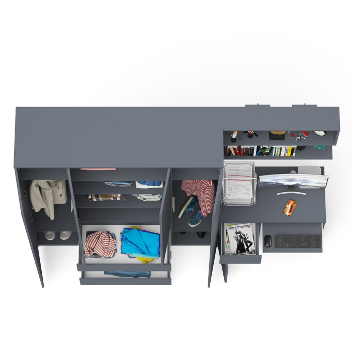 Домашние кабинеты, Четырёх-дверный шкаф-комод Мори МШ1600.1 с компьютерным столом МС-1 тумба слева и верхней полкой