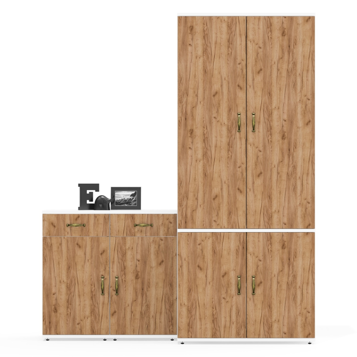 Домашние кабинеты, Шкаф для одежды глубокий Лидер-8 и две тумбочки МД 3.15