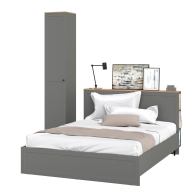 Спальные гарнитуры, Кровать двухспальная с ортопедическим основанием и шкаф-пенал Остин