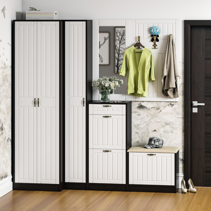 Прихожие, Полный набор мебели для прихожей П-6 компоновка № 31 МДФ фрезеровка прованс