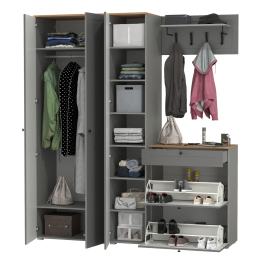 Шкаф для одежды с обувницей и пенал с навесной вешалкой с крючками Остин