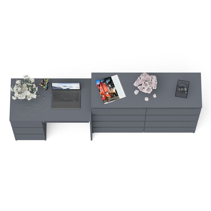 Домашние кабинеты, Комод Мори 1200-8 и стол компьютерный МС-6 3 ящика слева