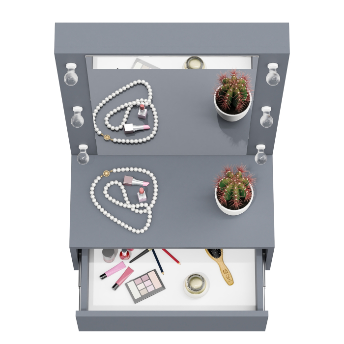 С зеркалом, Стол косметический навесной с подсветкой