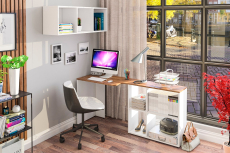 Прямые компьютерные столы, Стол Лидер-8 с навесной полкой