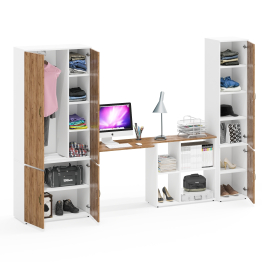 Узкий шкаф для документов с рабочим столом и шкафом с выдвижной штангой и полками 20Б Лидер-8