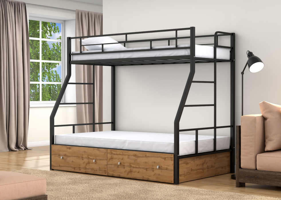 Для подростков, Двухъярусная кровать Раута Твист ящики дуб ватан