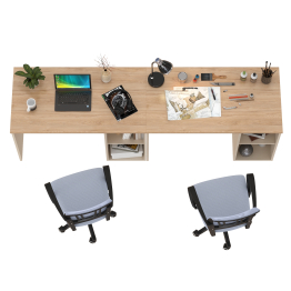 Набор для работы и учёбы из двух столов письменных Лайт 12.163 и двух серых кресел